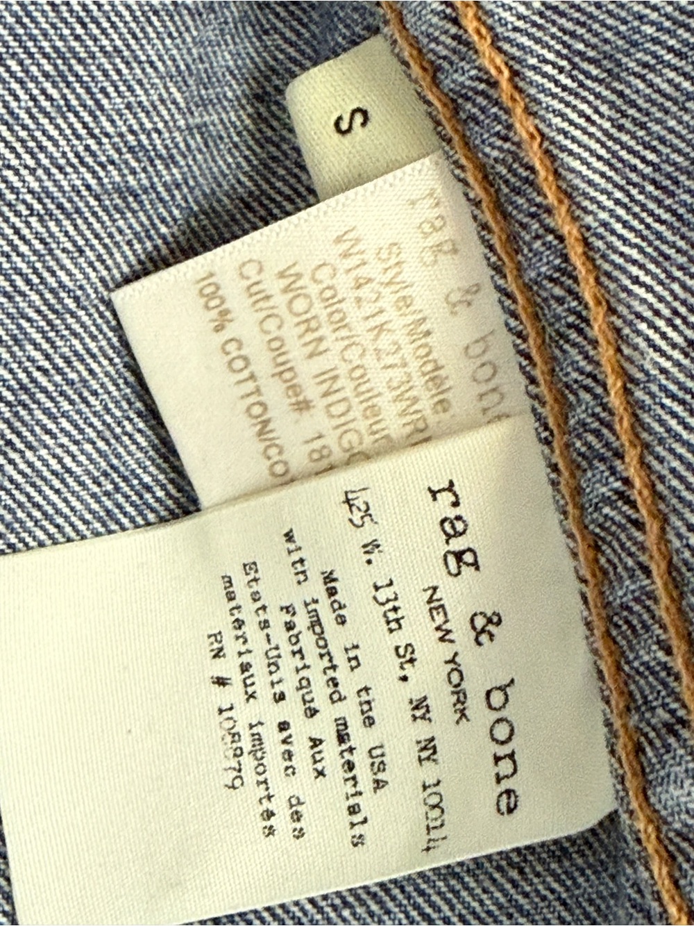 Rag & Bone Made in USA Medium Wash Denim Trucker Jacket S - Picture 7 of 7